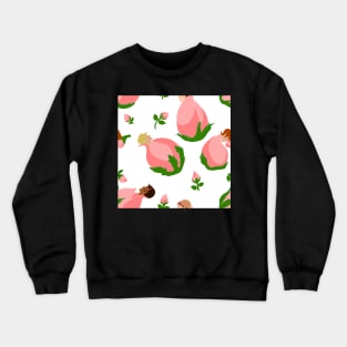 Sleeping Flower Bud Fairies - White Background Crewneck Sweatshirt